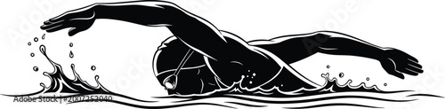 Photos Swimmer freestyle stroke illustration, competitive swimming artwork, athletic mo