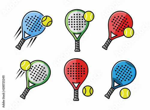 Padel Racket and Ball Icon Collection