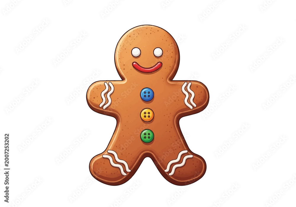 Obraz premium Festive Gingerbread Man Christmas Cookie Isolated on a White Background.