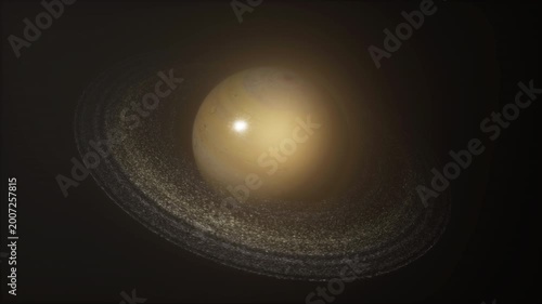 Rotating Saturn Planet in Space with Rings Animation