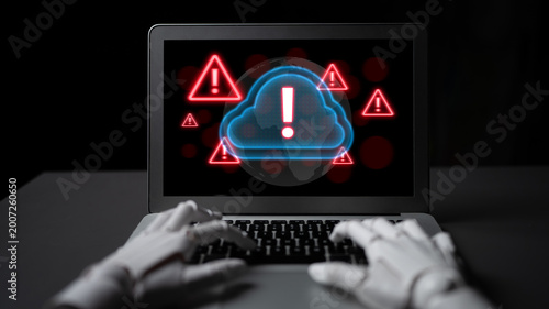Tableau sur toile AI monitoring and detecting cloud-based security threats in real time, enhancing