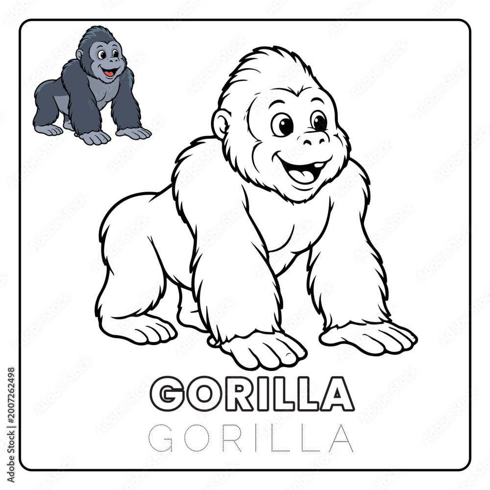 Obraz premium Gorilla Animal Children Coloring Pages