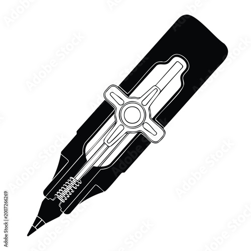 Cuadro en lienzo Silhouette pen plotter blueprint tool set bundle on white background