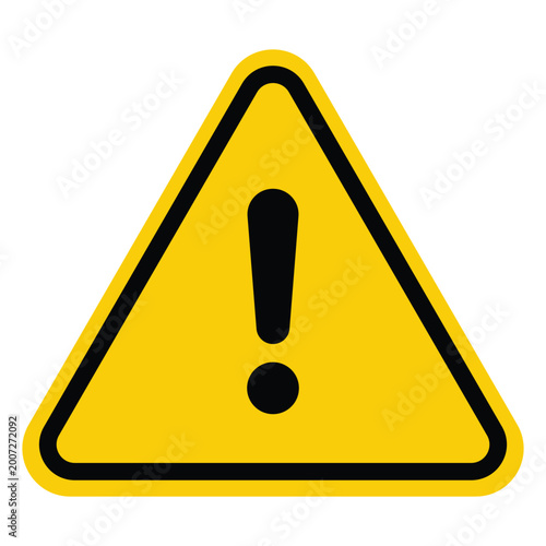 Fotografie Yellow warning sign exclamation mark triangle alert symbol caution icon hazard n