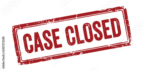 Schilderij op canvas Red distressed case closed rubber stamp for legal justice and investigation file