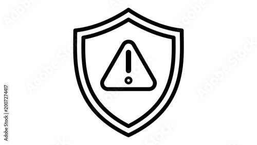 Free Download Professional risk assessment vector icon with a shield symbol in minimalist black line style on white background featuring an editable stroke for corporate security and management illustration. - GFXLoad