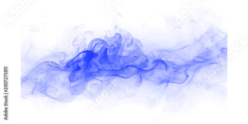 Fotografie Abstract blue smoke swirls on black background mysterious ethereal glowing gas m