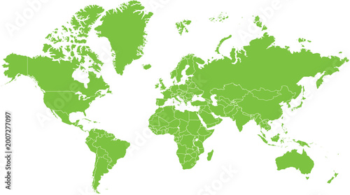 Green world map, global illustration, lime vector, geography icon