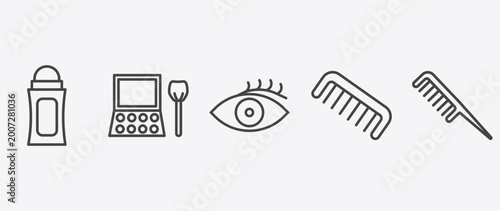 Vászonkép beauty and elegance icon set with eye shadow, woman eye, comb, inclined comb sig