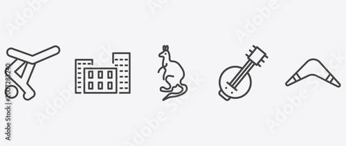 Schilderij op canvas culture and civilization icon set with bo kaap, australian kangaroo, kora, austr