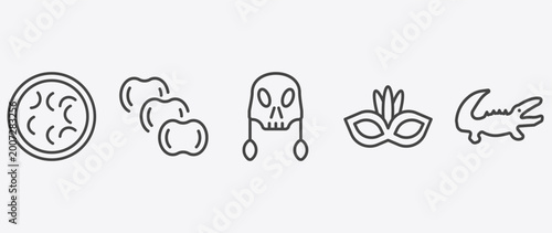 Photos culture and civilization icon set with ajotomate, native american skull, brazil