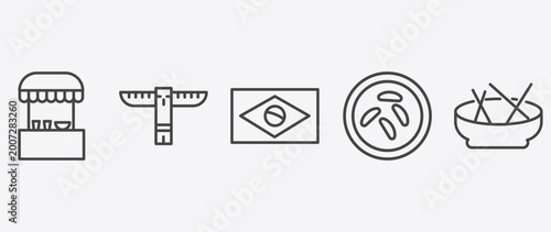 Fotografie culture and civilization icon set with native american totem, brazil flag, sweet
