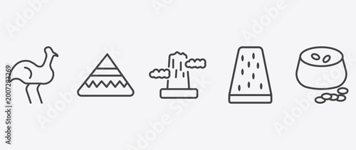 Bild auf Leinwand culture and civilization icon set with calumet, pico cao, turron, ajoblanco sign