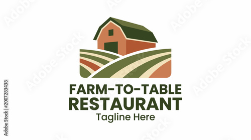 Картината върху платно This image features a warm and inviting farm-to-table restaurant logo design, depicting a barn and flourishing fields to emphasize fresh, local food sourcing