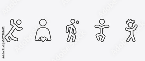 Bilde på lerret feeling and reaction icon set with in love human, anxious human, stupid human, i