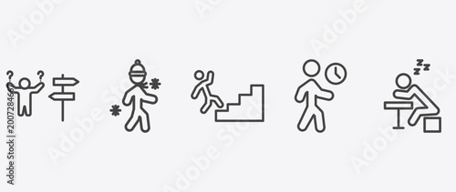 Foto feeling and reaction icon set with cold human, blah human, impatient human, lazy