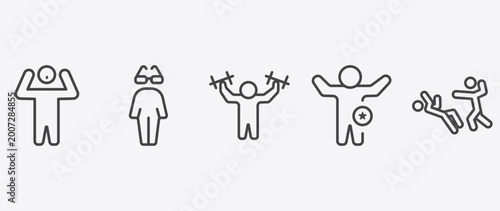 Fotografía feeling and reaction icon set with cool human, strong human, better human, helpl