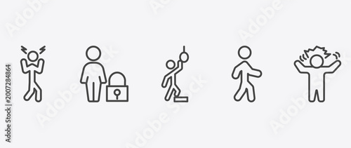 Canvastavla feeling and reaction icon set with safe human, hopeless human, alive human, craz