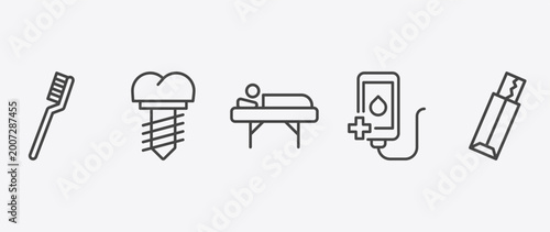 Εκτύπωση καμβά medical icon set with implants, illness on bed, transfusion, gum signs in flat o