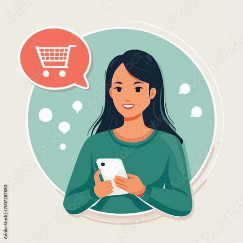 Woman Shopping Online Using Smartphone