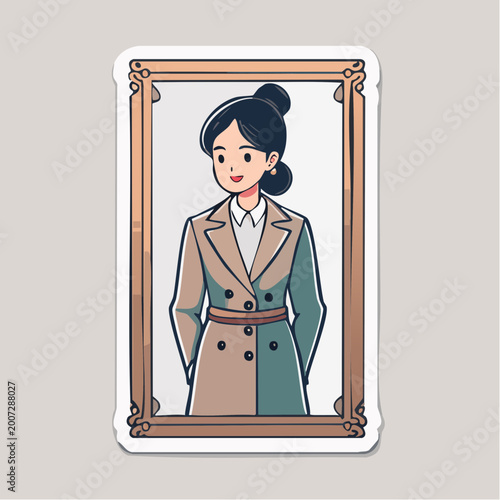 Cartoon Portrait of a Woman in a Trench Coat