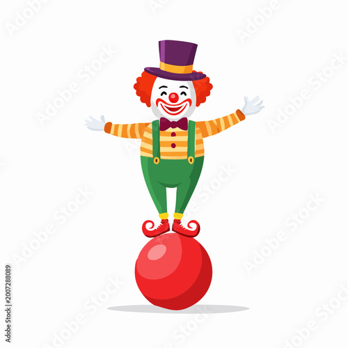Clown Balancing on a Red Ball