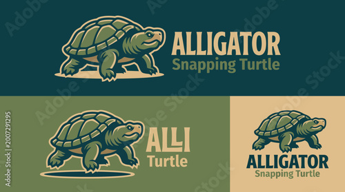 Obraz na płótnie An engaging illustration of an alligator snapping turtle, showcasing its distinctive features and friendly demeanor, perfect for nature enthusiasts and wildlife lovers