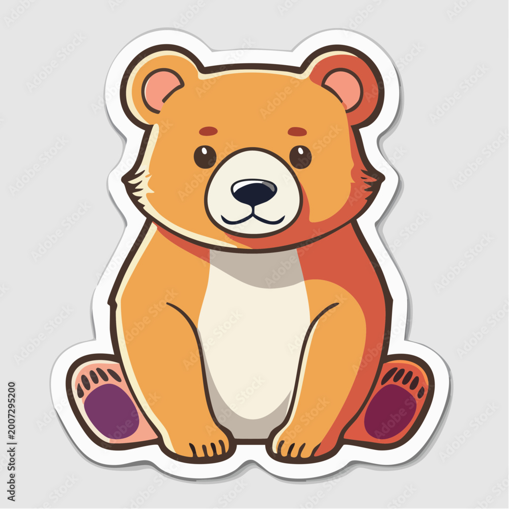 Obraz premium Cute Cartoon Bear Sticker