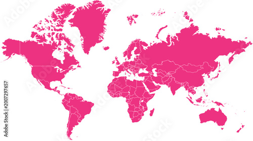 Cuadro en lienzo A pink world map on white background vector.
