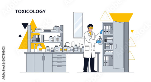 Toxicology Lab: Scientist Examining Chemicals in a Research Facility