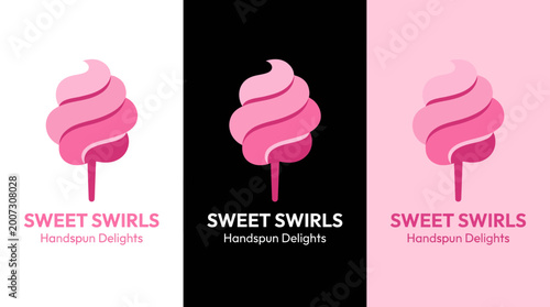 This delightful logo design features a stylized cotton candy swirl in shades of pink, ideal for sweet treat businesses, events, or any fun culinary ventures.