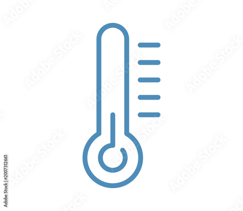 Cuadro en lienzo Colorful and monochrome drawing of thermometer icon, temperature measurement, climate monitoring and weather indicator symbol isolated on white background modern vector illustration