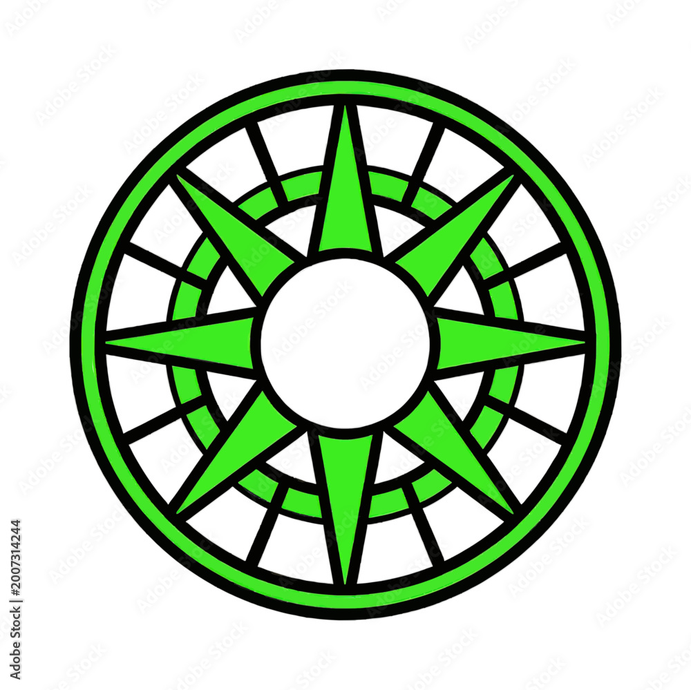 Fototapeta premium Abstract Geometric Starburst Design Vector Icon on Black Background