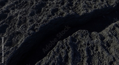 Dark Textured Landscape with Deep Shadowy Ravine.
