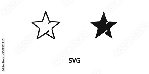 Schilderij op canvas Black and white outline star icon with filled version