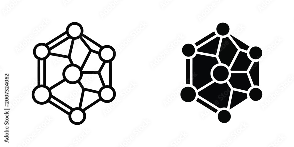 Naklejka premium Black and white geometric molecular structure diagram