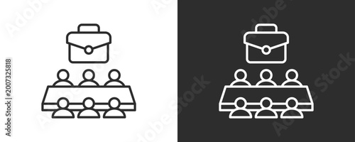 Photos Shareholder Meeting Icon Set Vector Collection Isolated In Black And White