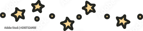 Foto Cute kitschy hand-drawn star border and band vector illustration