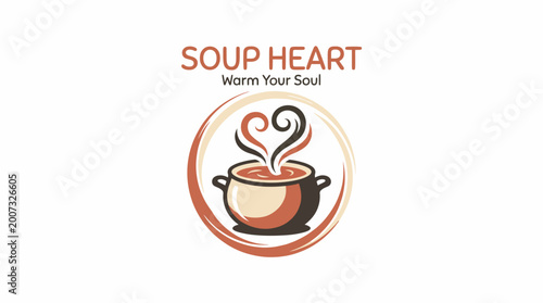 Billede på lærred This cozy logo features a steaming soup pot, evoking feelings of warmth and comfort, ideal for a restaurant focused on hearty and satisfying meals