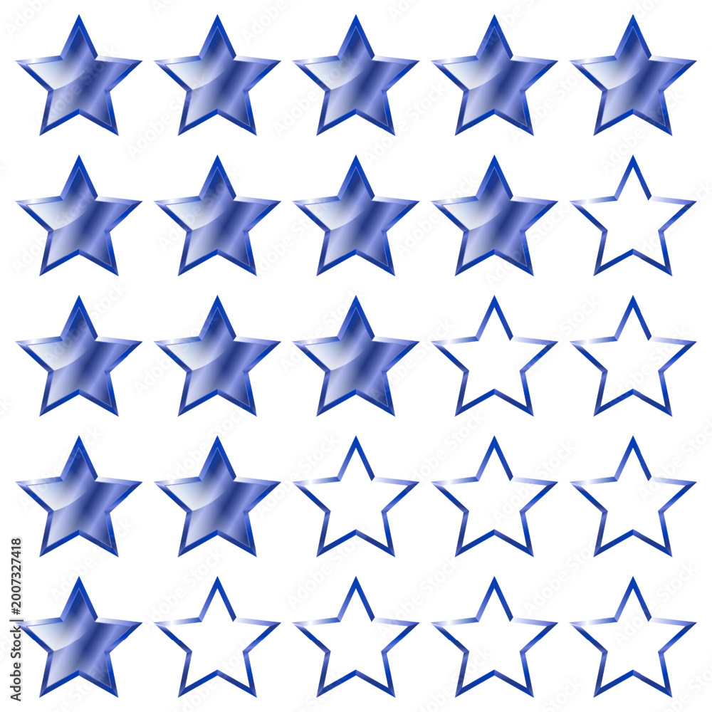 Fototapeta premium Blue Sapphire Rating Star Set