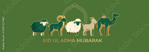 Minimal Eid ul Adha Animal Banner Vector Illustration