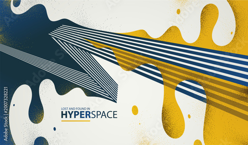 Dynamic vector abstract background, lines in perspective with energy blast of a lava fluid in 3D space, splash in motion, modern creative art wallpaper.