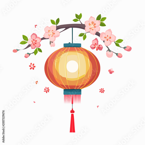 Chinese Lantern with Cherry Blossoms