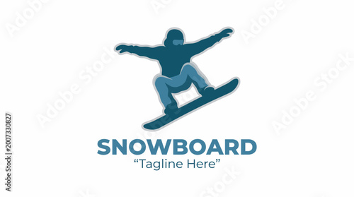 A silhouette of a snowboarder executing a jump against a clean white backdrop, showcasing the thrill and excitement of winter sports and snowboarding culture.