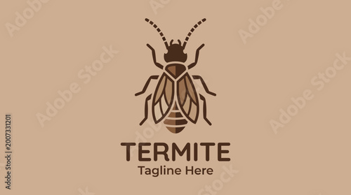 This termite logo symbolizes reliability and effectiveness in pest control, showcasing a distinctive design suitable for pest management branding and marketing strategies.