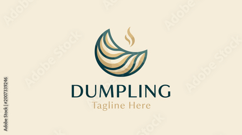 Tableau sur toile A stylish dumpling logo featuring flowing lines and steam elements, representing culinary artistry and delicacies from various cuisines around the world