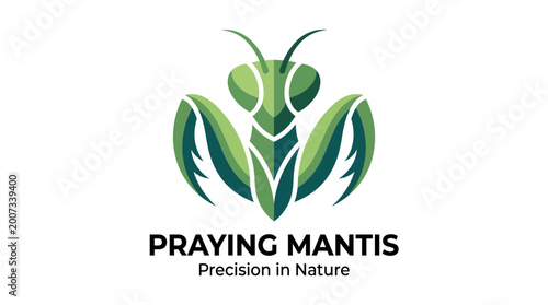Vászonkép This praying mantis logo represents precision in nature, showcasing a modern design suitable for brands focusing on ecology, pest control, or natural aesthetics