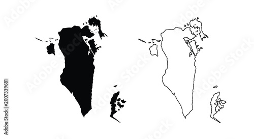 Canvastavla A minimalist depiction showcases the outline of bahrain presented in both filled