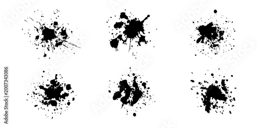 Tableau sur toile Black  paint stroke collection isolated on transparent background