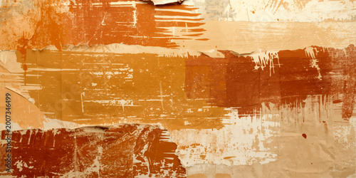 An abstract grunge background features a dirty aged paint texture on a rusty metal surface with vintage brown tones and a rough weathered pattern